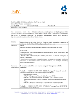 Disciplina: 2015-2_Hist&oacute;ria do Ensino das Artes no Brasil Curso