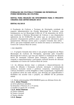Edital Ciranda das Artes - Prefeitura Municipal de Petr&oacute;polis