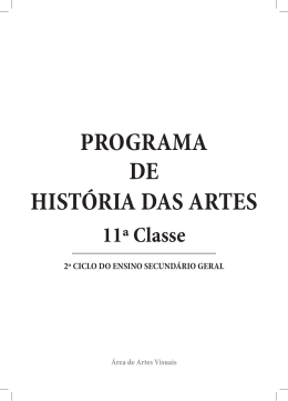 PROGRAMA DE HISTÓRIA DAS ARTES