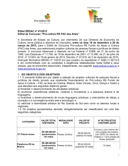 Edital FAC das Artes - Secretaria de Estado da Cultura