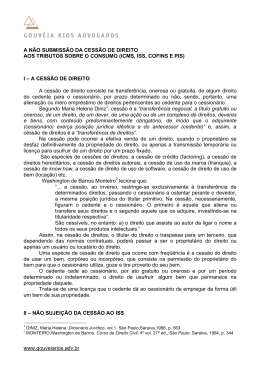 A n&atilde;o submiss&atilde;o da cess&atilde;o de direito aos tributos sobre o consumo