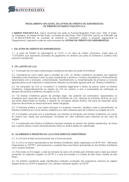 Regulamento LCA - Banco Paulista