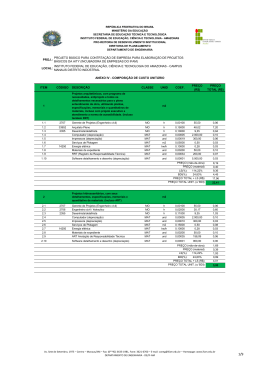 PROJ.: LOCAL: ITEM C&Oacute;DIGO DESCRI&Ccedil;&Atilde;O CLASSE UNID