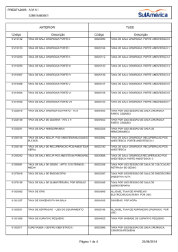 PRESTADOR: A M A I 025615460001 ANTERIOR TUSS C&oacute;digo