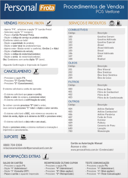 Procedimentos de vendas POS Verifone