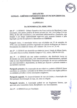 ESTATUTO GEMAX - GR&Eacute;MIO ESPORTIVO DOS FUNCION&Aacute;RIOS