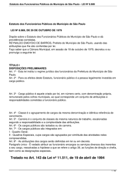 Estatuto dos Funcion&aacute;rios P&uacute;blicos do Munic&iacute;pio de S&atilde;o Paulo