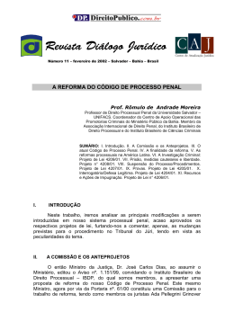 A REFORMA DO C&Oacute;DIGO DE PROCESSO PENAL