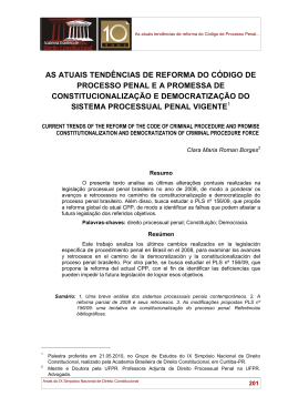 As atuais tend&ecirc;ncias de reforma do C&oacute;digo de Processo Penal
