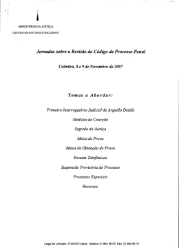 Jornadas sobre a Revis&atilde;o do C&oacute;digo de Processo Penal