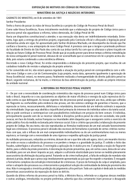 EXPOSI&Ccedil;&Atilde;O DE MOTIVOS DO C&Oacute;DIGO DE PROCESSO PENAL