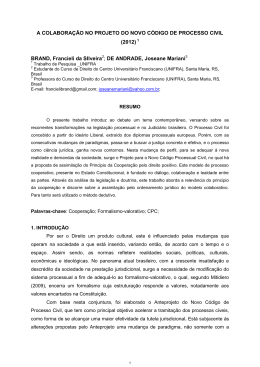 a colabora&ccedil;&atilde;o no projeto do novo c&oacute;digo de processo civil