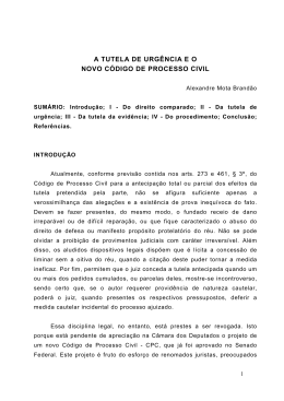 A TUTELA DE URG&Ecirc;NCIA E O NOVO C&Oacute;DIGO DE PROCESSO CIVIL