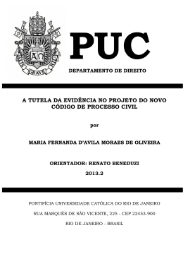 a tutela da evid&ecirc;ncia no projeto do novo c&oacute;digo de processo civil