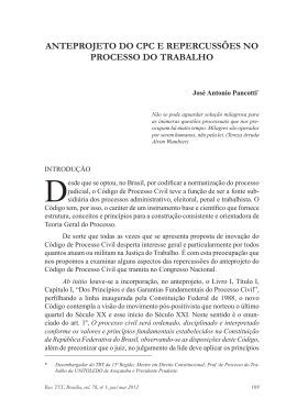 ANTEPROJETO DO CPC E REPERCUSS&Otilde;ES NO