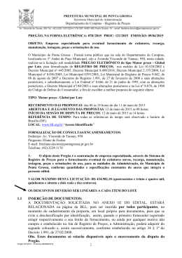Edital do preg&atilde;o n&ordm; 078/2015 - Prefeitura Municipal de Ponta Grossa