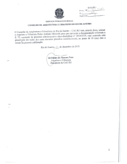 o Arquiteto e Urbanista Pedro Ant&ocirc;nio Melecchi para que