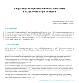 A digitaliza&ccedil;&atilde;o dos processos de obra particulares no Arquivo