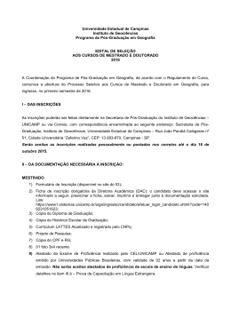 Edital selecao Geografia 2016 - IGEO