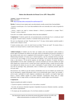 S&iacute;ntese das Discuss&otilde;es de Mar&ccedil;o de 2011
