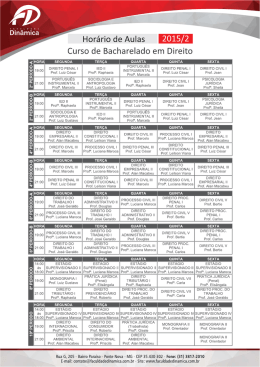 Hor&aacute;rio d e Aulas Curso de Bacharelado em Direito