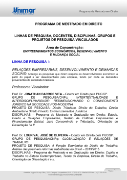 Linhas de Pesquisa e Docentes Vinculados