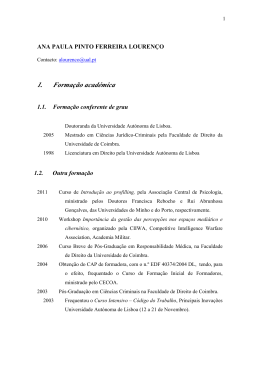 Ver curriculum vitae completo - Universidade Aut&oacute;noma de Lisboa