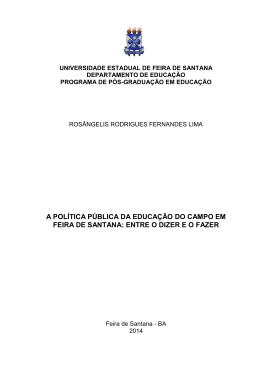 a pol&iacute;tica p&uacute;blica da educa&ccedil;&atilde;o do campo em feira de santana: entre