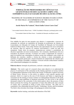 formação de professores de ciências nas licencituras em educação