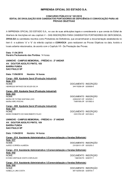 Divulga&ccedil;&atilde;o Candidatos Port. Def. e Convoca&ccedil;&atilde;o Provas Objetivas