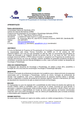 Edital PPIPA 02/2015 - Imunologia e Parasitologia Aplicadas