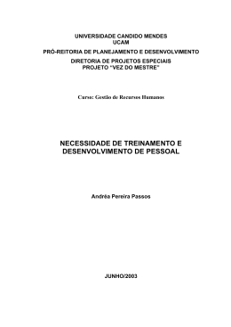 necessidade de treinamento e desenvolvimento de pessoal