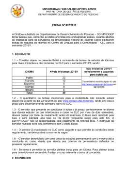 EDITAL N&ordm; 002/2015 A Diretora substituta do Departamento de