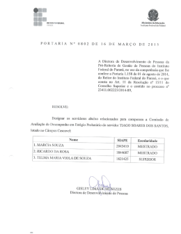 PORTARIA N&deg;` 0802 DE A Diretora de Desenvolvimento de Pessoas