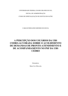a percep&ccedil;&atilde;o dos usu&aacute;rios da ubs cedro-alvorada