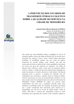 a percep&ccedil;&atilde;o dos usu&aacute;rios de transporte p&uacute;blico coletivo