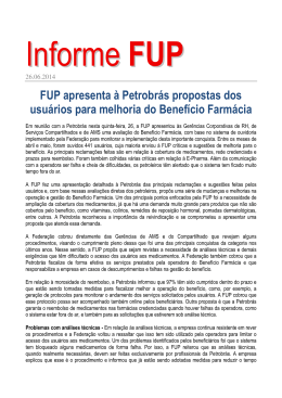 FUP apresenta à Petrobrás propostas dos usuários para melhoria