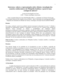 Interesses, valores e representações sobre ciência e tecnologia dos