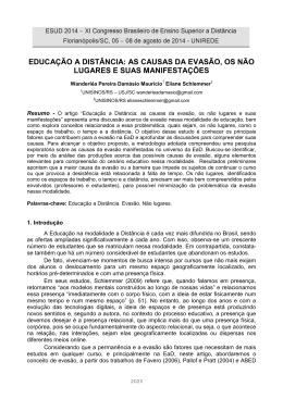 as causas da evasão, os não lugares e suas - ESUD 2014