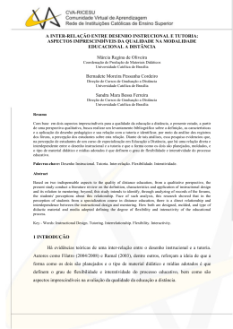 a inter-relação entre desenho instrucional e tutoria