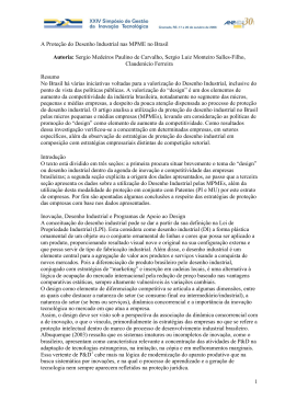 1 A Prote&ccedil;&atilde;o do Desenho Industrial nas MPME no Brasil