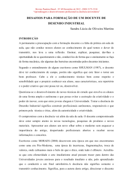 DESAFIOS PARA FORMA&Ccedil;&Atilde;O DE UM DOCENTE DE DESENHO