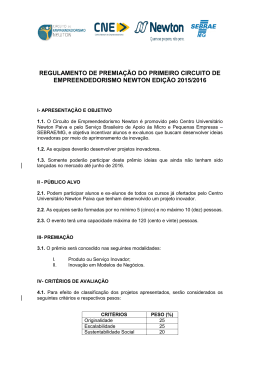 REGULAMENTO DE PREMIAÇÃO DO PRIMEIRO