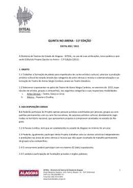 Edital Quinta no Arena XI Edi&ccedil;&atilde;o