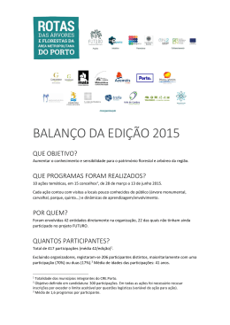 BALAN&Ccedil;O DA EDI&Ccedil;&Atilde;O 2015 - FUTURO &ndash; Projeto das 100 mil &aacute;rvores