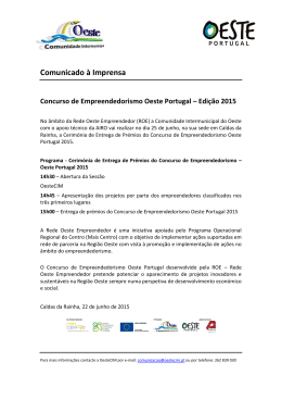 Concurso de Empreendedorismo Oeste Portugal – Edição 2015