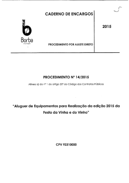 Aluguer de equipamentos para realiza&ccedil;&atilde;o da edi&ccedil;&atilde;o 2015 da FVV