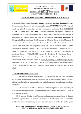 Edital &ndash; Processo Seletivo Simplificado &ndash; 2015