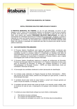 PREFEITURA MUNICIPAL DE ITABUNA EDITAL PROCESSO