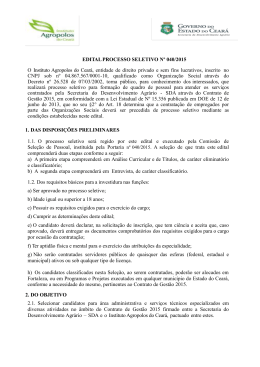 Leia aqui a íntegra do Edital Processo Seletivo Nº 040/2015